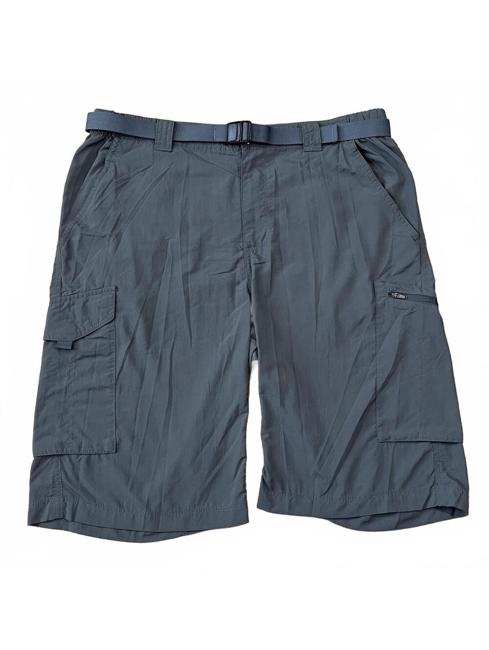 Columbia Mens Silver Ridge Cargo Nylon Shorts 12” Belted Gray Size 34